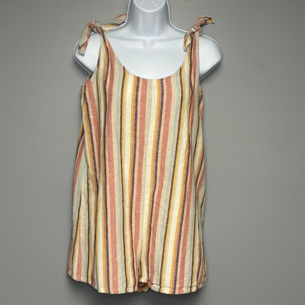 Madewell Cotton Rainbow Oversize Casual Beachy Lightweight Relax Tie Romper Sz S